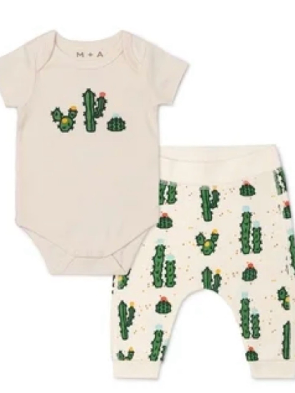 Cream Cactus Print Baby Bodysuit & Pant Set 9-12 months